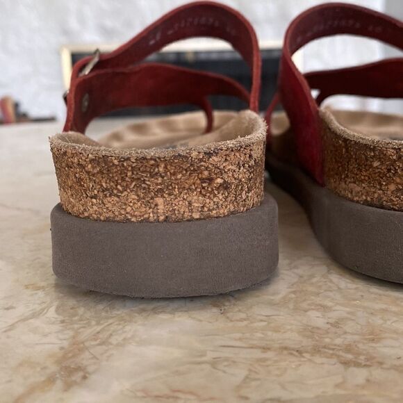 Mephisto Helen Air Relax Ostrich Embossed Red Leather Women’s Sandals - Picture 13 of 16